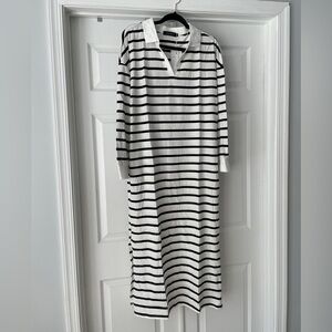 Black and White Striped Long Sleeve Dress
